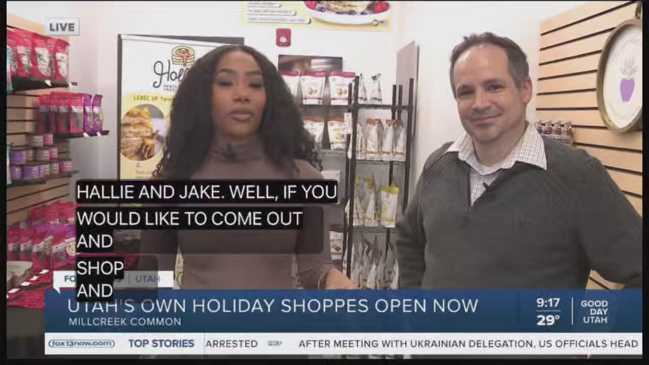 Load video: Holly’s Pantastic Products featured on FOX 13 Good Day Utah demonstrating pancake mix